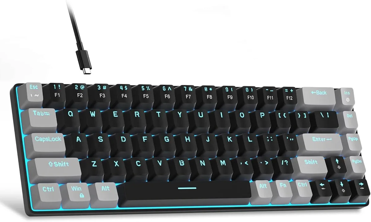usbroway usbroway MK-Box 60% Mechanical Gaming Keyboard 68 Keys Red Switch Blue LED Black Grey — product photo