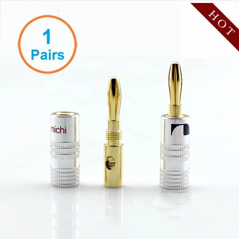 EN-Labs EN-Labs 24K Gold Banana Plug Pair 12-18 AWG 360° Grip Silver — product photo