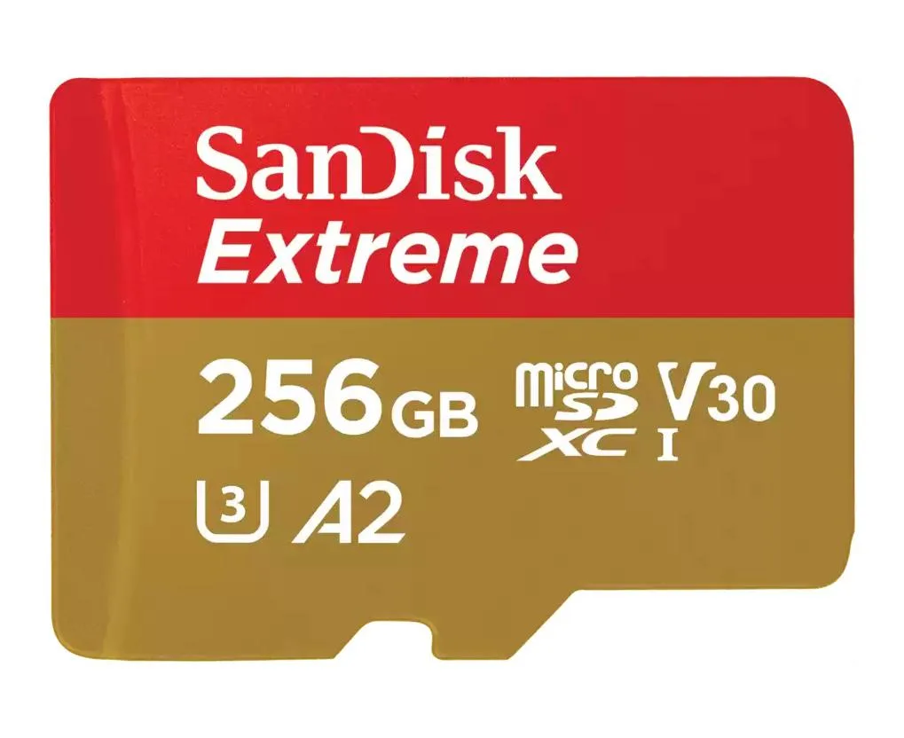 SanDisk SanDisk Extreme 256GB microSDXC A2 190MB/s 130MB/s memory card — product photo