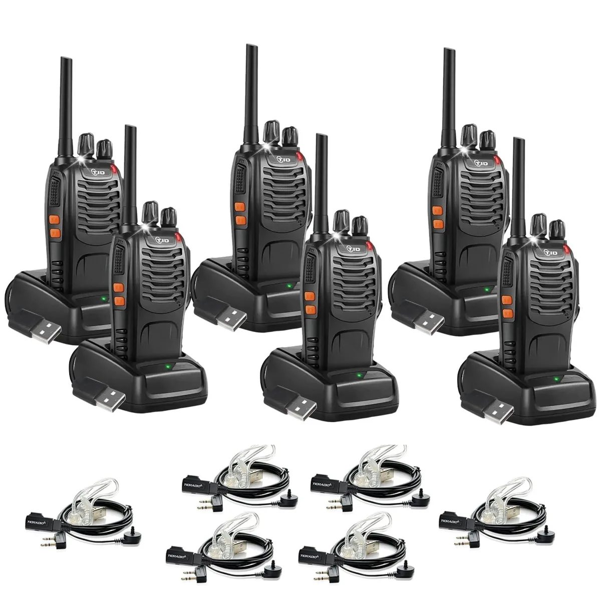 TID TD-V2 6-Pack Two-Way Radios 22 Channels 35h Battery — product photo