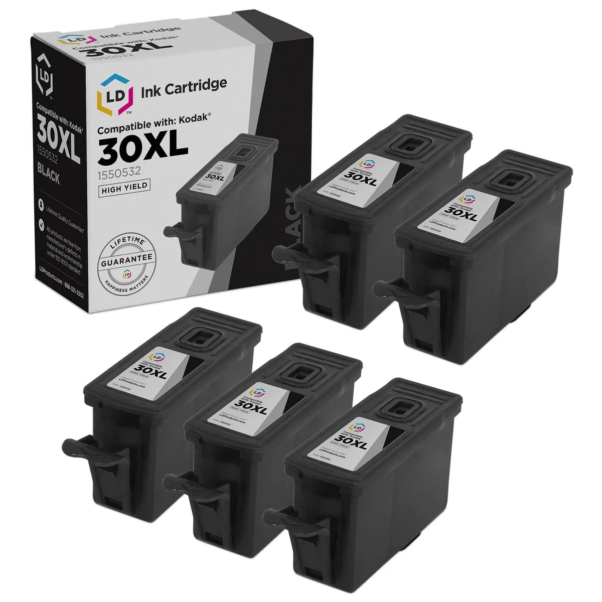 LD Products LD Products Compatible Ink Cartridge for Kodak 30XL 1550532 High Yield Black 5-Pack — product photo
