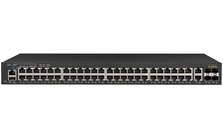 RUCKUS WIRELESS RUCKUS WIRELESS ICX7150-48P-4X10GR-A 48-port PoE+ network switch — product photo