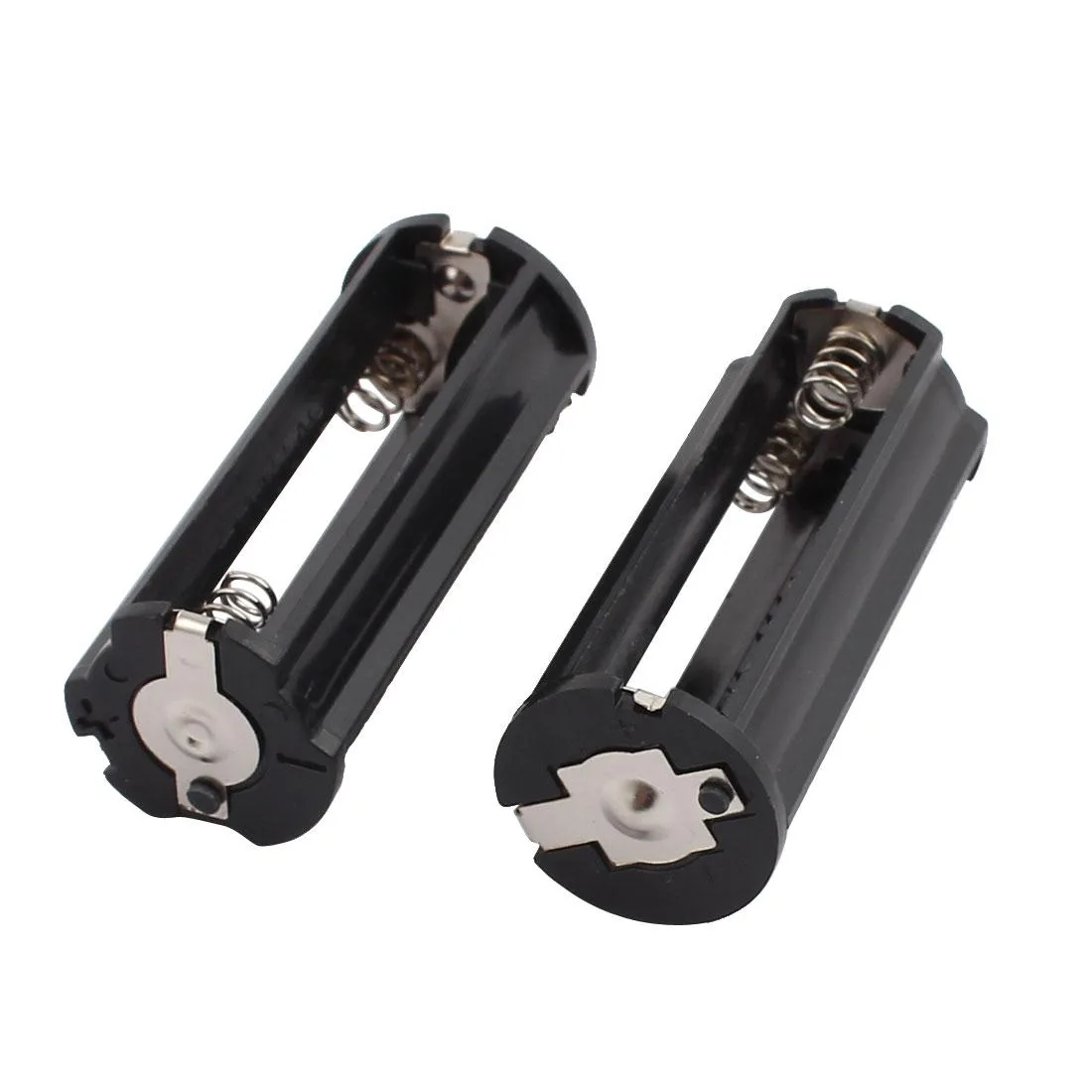Two black plastic AAA battery holders, 53 by 21mm