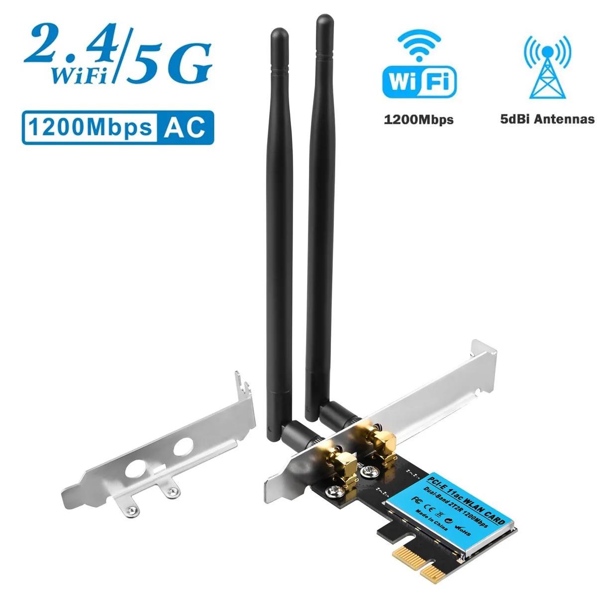 IHDAPP IHDAPP PCI Express Wi-Fi Adapter AC1200M 1200Mbps Dual Band 2.4/5.8 GHz — product photo