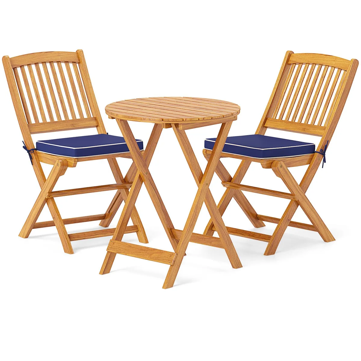 SlickBlue SlickBlue Folding Acacia Wood Bistro Set Navy 3-Piece — product photo