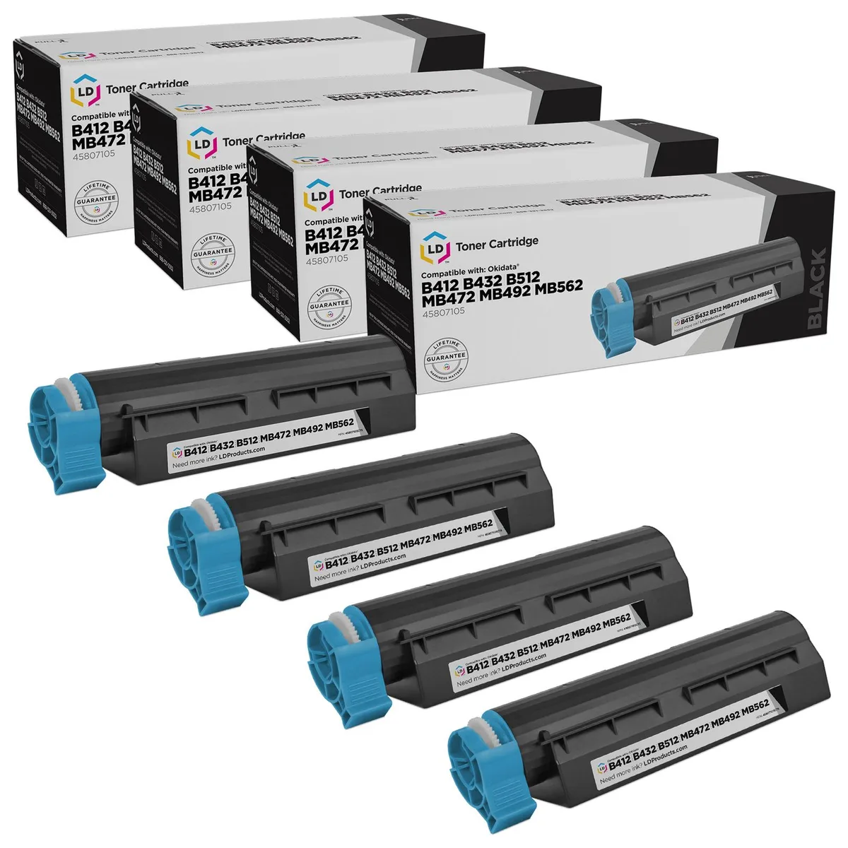 LD Products LD Products Compatible Toner Cartridge 45807105 Black 4-Pack 7000 Pages — product photo