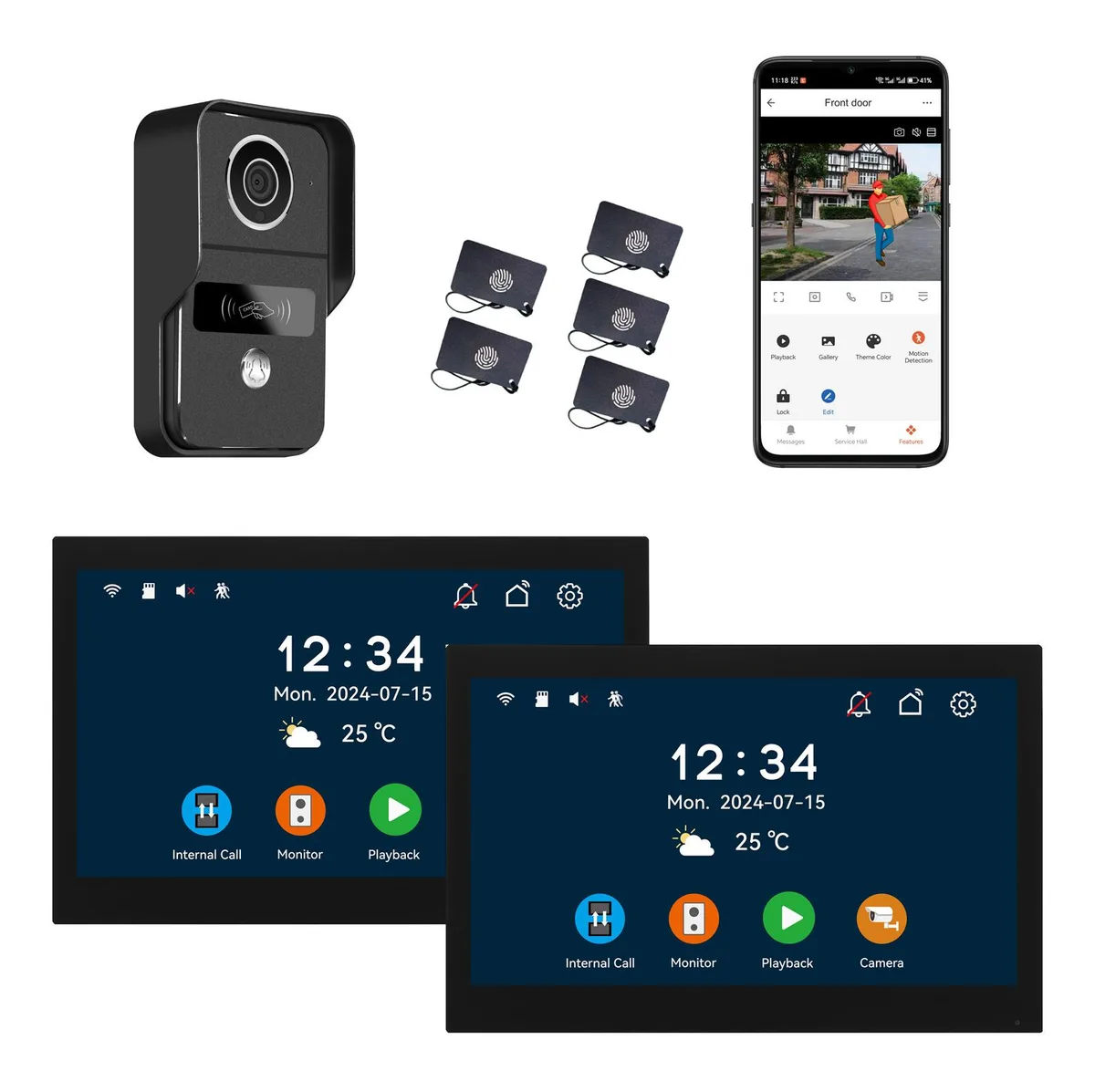 visiPower visiPower KW02C_2L10"B_1V2 2-pin Wired 10" Dual Monitor Video Doorbell System Black — product photo