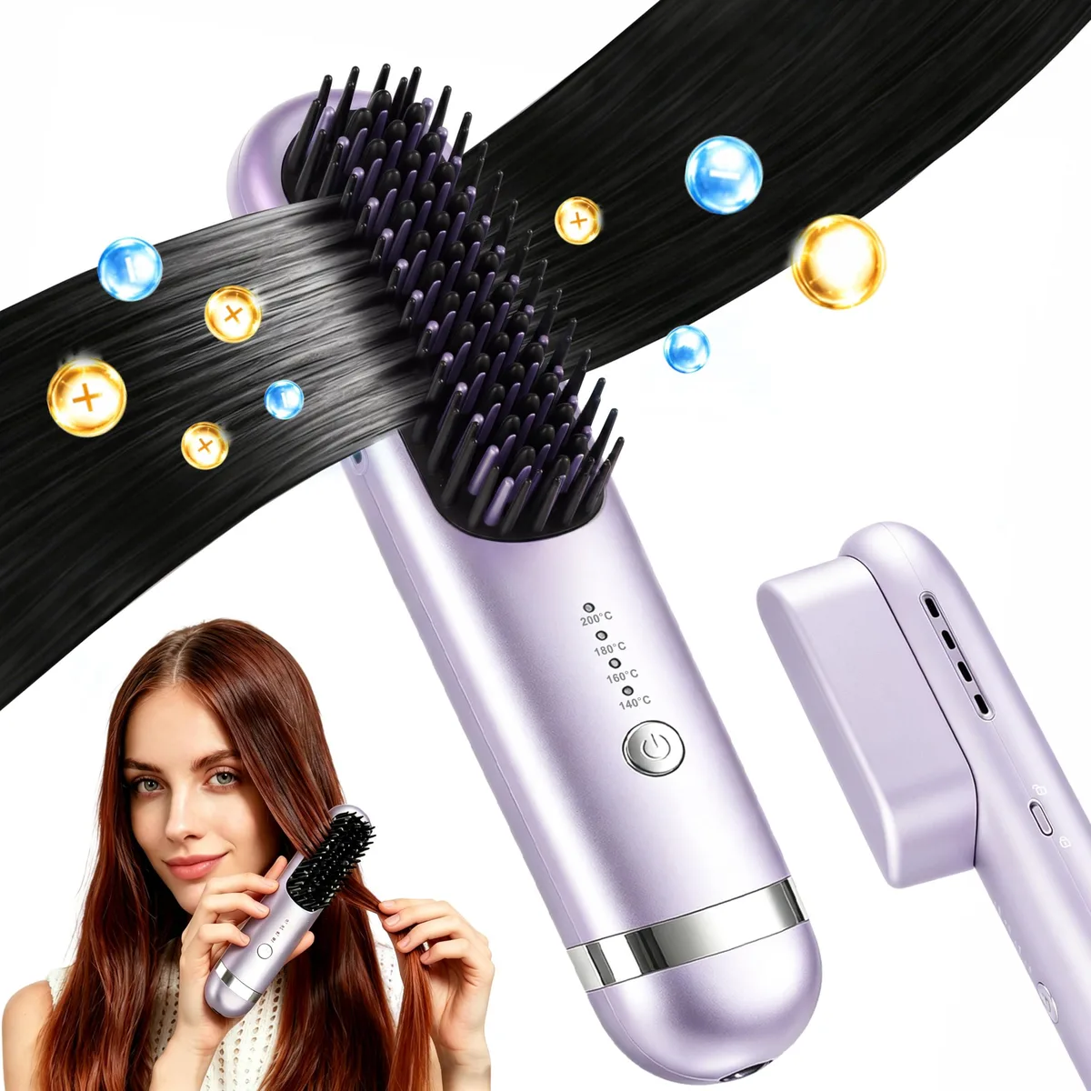  Go Brush Pro 2026 Cordless Hair Straightener Brush 280M Plasma 121 Teeth — product photo