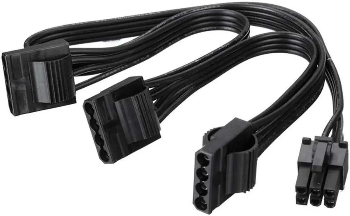 Vszerda Vszerda 6Pin Male to 3 IDE Female Power Splitter Cord 40CM+15CM+15CM 18AWG — product photo