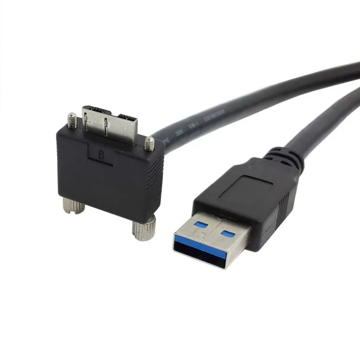 TeKit TeKit USB 3.0 A Male to Micro USB-B Male 90° Screw Mount Cable 10 ft — product photo
