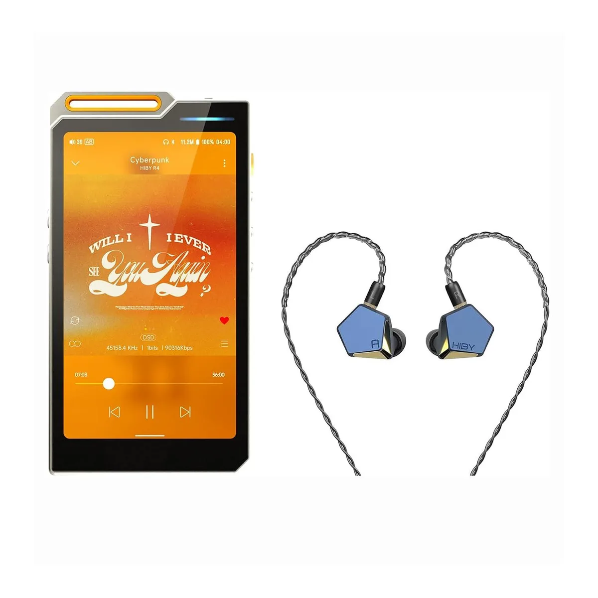 LORDWORLD LORDWORLD R4 MP3/MP4 Player with FAUDIO Project Ace IEMs Orange — product photo