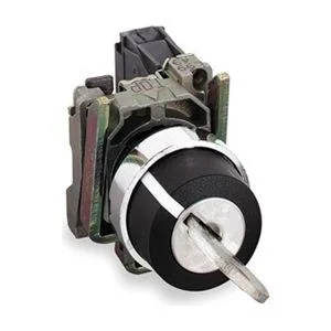 Chrome 22 mm keyed selector switch with metal bezel