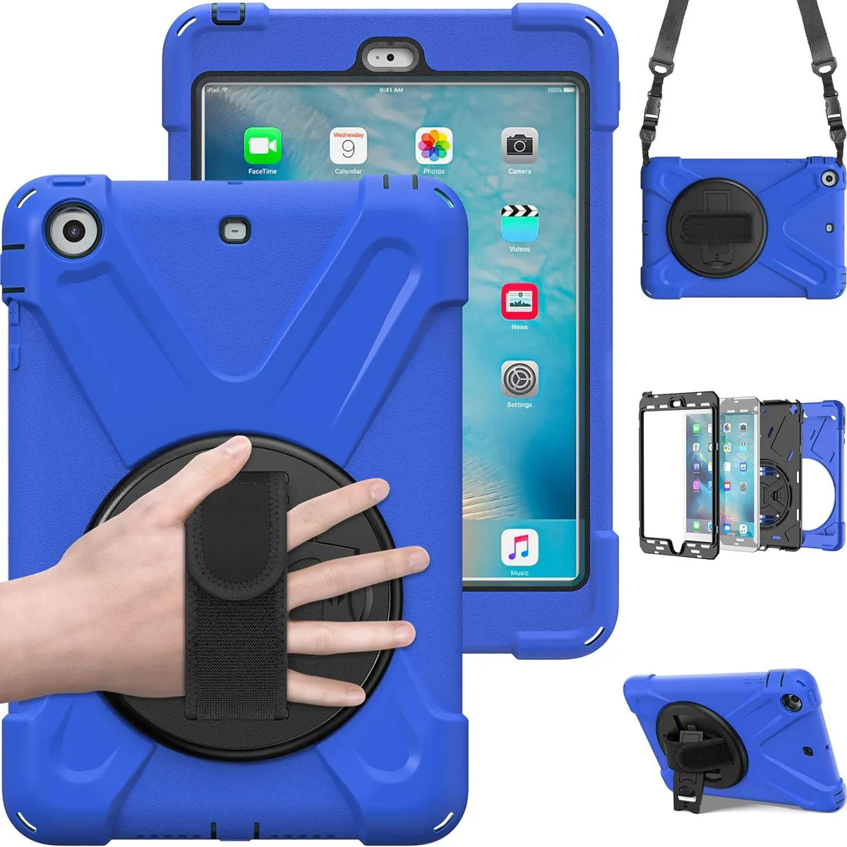 BONAEVER BONAEVER A1599 iPad Mini 1 2 3 protective case 360 stand strap Blue — product photo