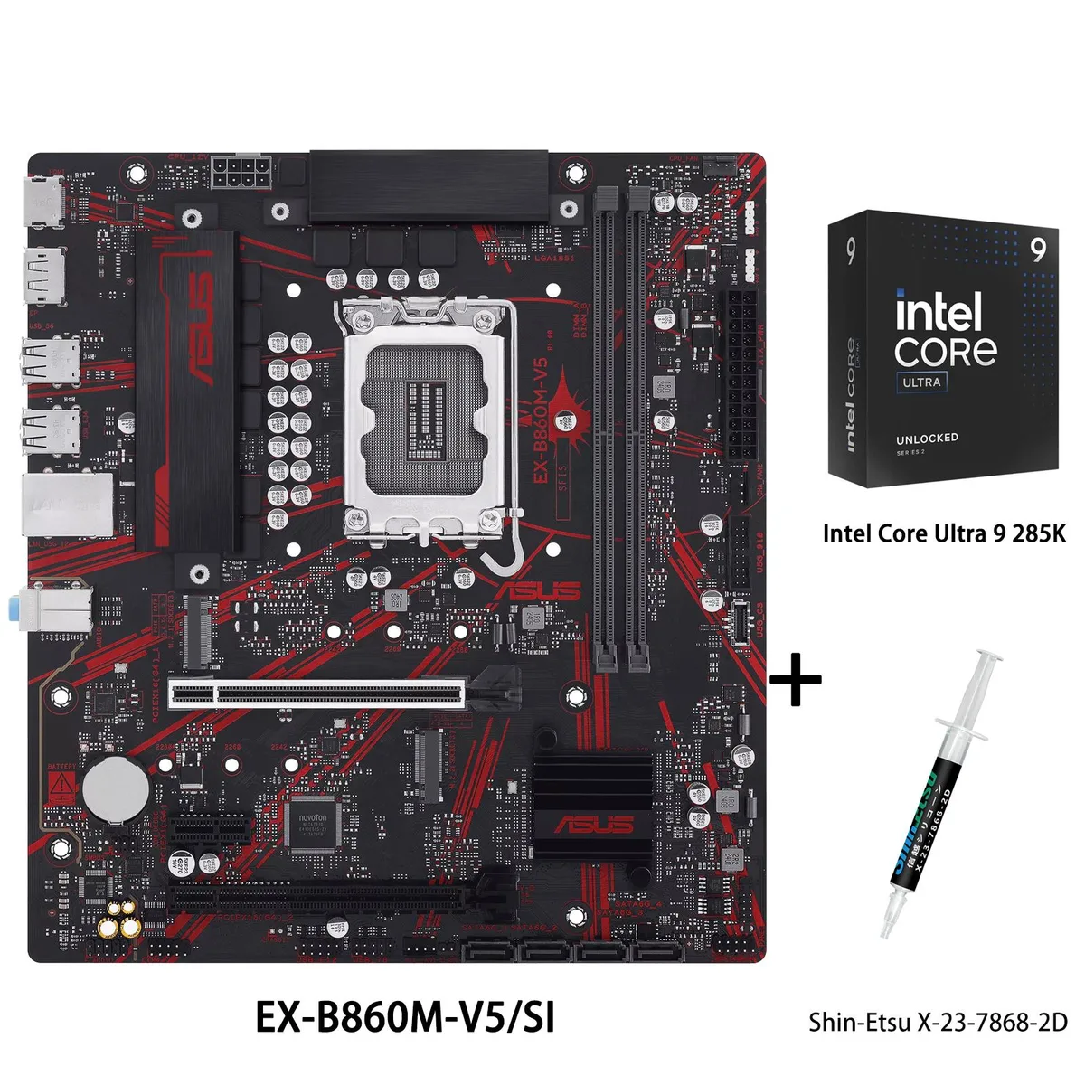 ASUS ASUS EX-B860M-V5/SI Intel motherboard &amp; Ultra 9 285K combo — product photo