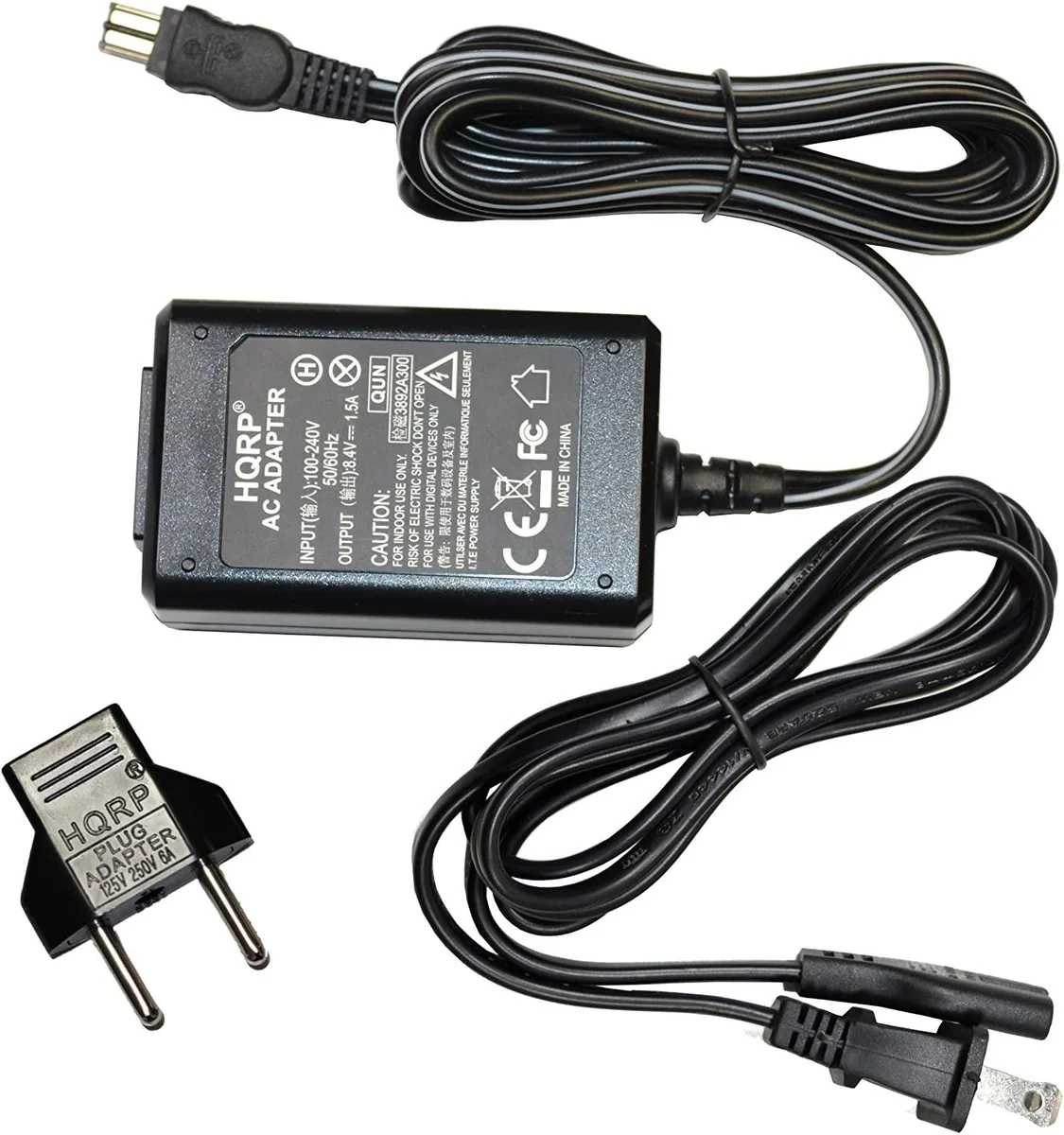 HQRP HQRP AC Adapter for Sony DCR-TRV70, 720, 730, 740 with USA Cord & Euro Plug — product photo