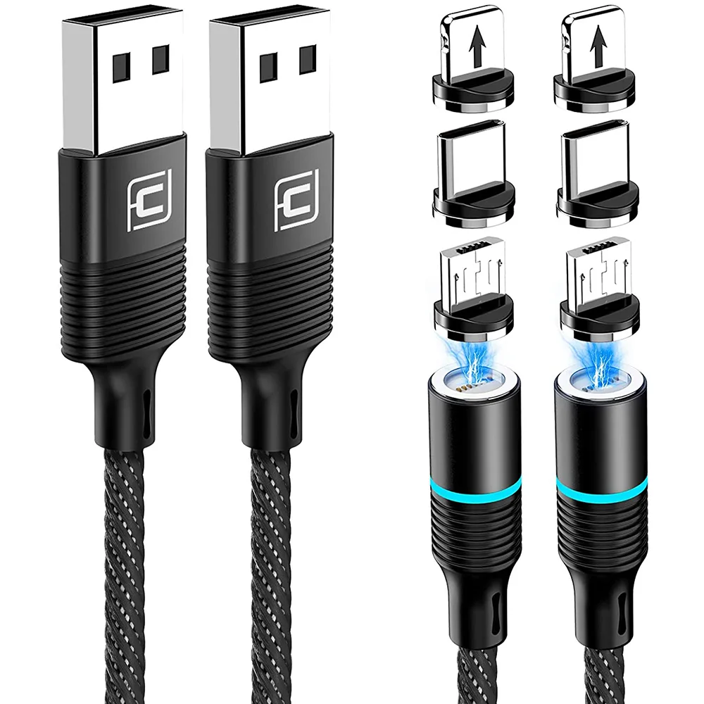 IHDAPP IHDAPP 3-in-1 Magnetic Charging Cable 6.6 ft 2-Pack Black 3.0A — product photo