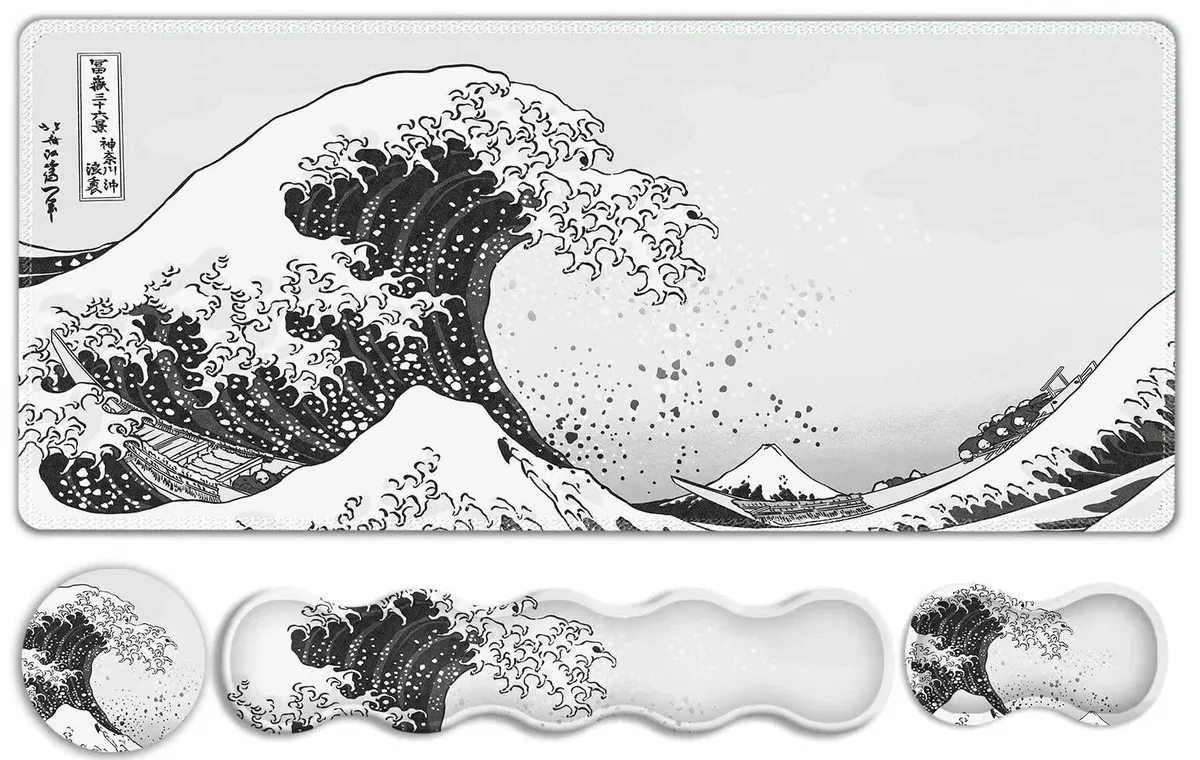 NXZGO NX-Wa-004 Mouse Pad Set Japanese Sea Wave 35.4 x 15.7 in — product photo