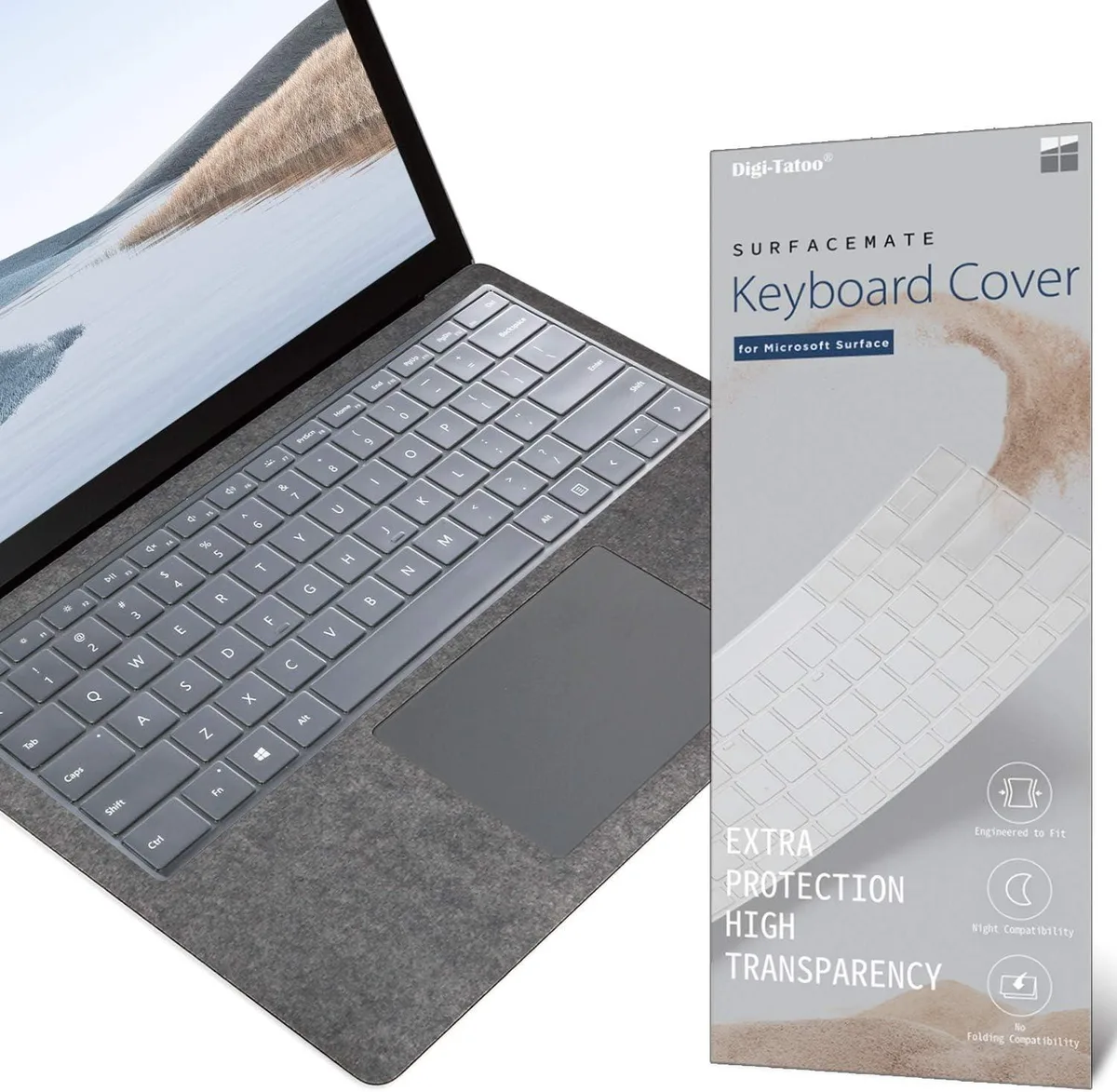 Digital 2 Keyboard Cover Surface Laptop 13.8/15 Clear TPU US Layout — product photo