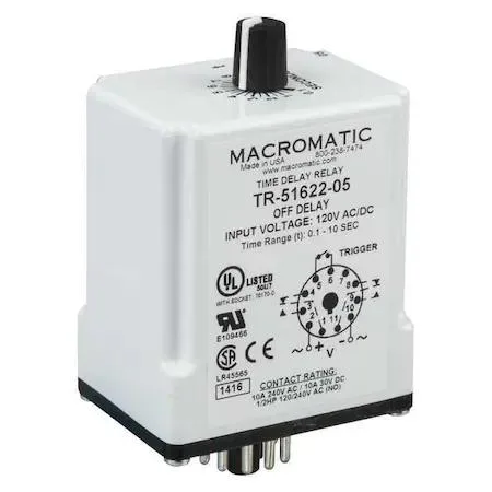 Compact octal-base time delay relay with 11 flat pins and potentiometer adjustment