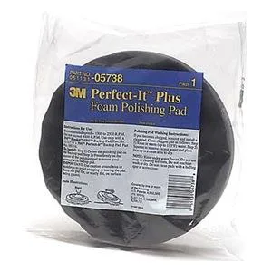 Six black foam polishing pads with waffle texture, eight inches diameter, hook-and-loop backing