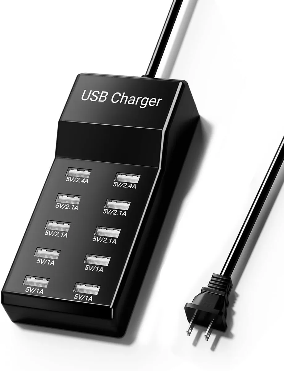 RUOCLRIS RUOCLRIS 10-Port USB Charger 50W 10A Black — product photo