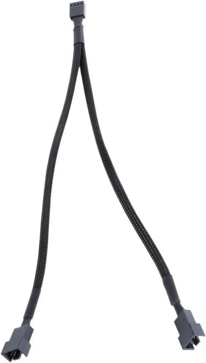 Vszerda Vszerda 10 inch Black Sleeved 4pin PWM 2-Fan Power Y Splitter Cable internal power cable — product photo