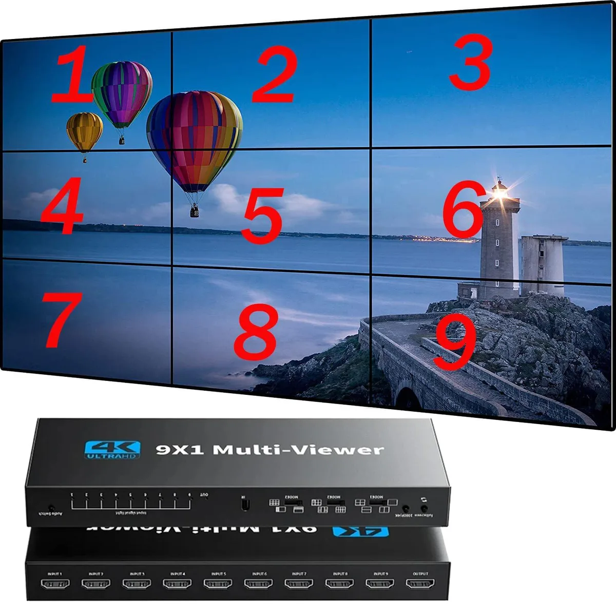 LUOM LUOM OZQF-1 9x1 HDMI Multi-Viewer 4K/1080p 10 Modes — product photo