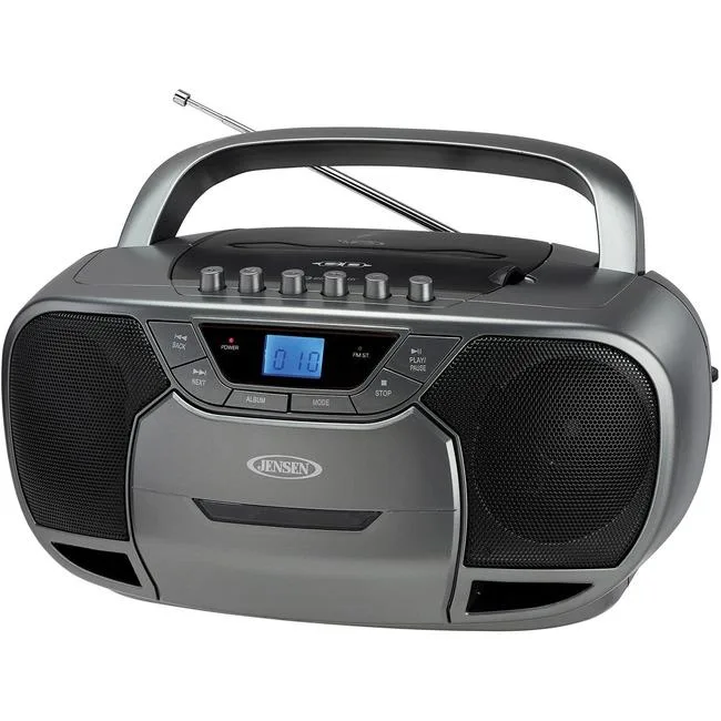 JENSEN JENSEN CD-590-GR Boombox with Bluetooth, CD, Cassette, AM/FM Radio — product photo