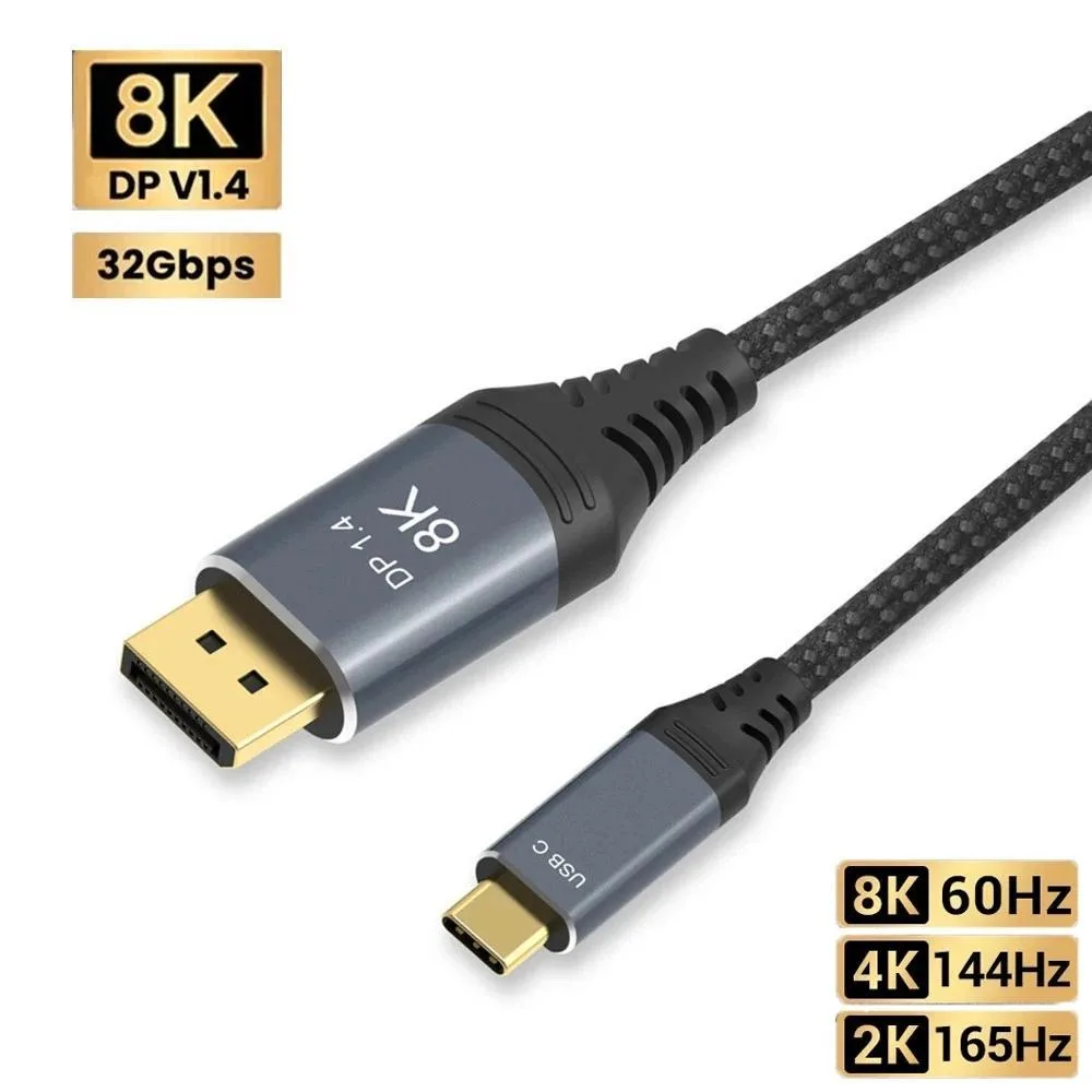 ESTONE ESTONE TJ-A055 USB-C to DisplayPort 1.4 cable 3.3 ft 8K 60Hz 4K 144Hz 32.4Gbps — product photo