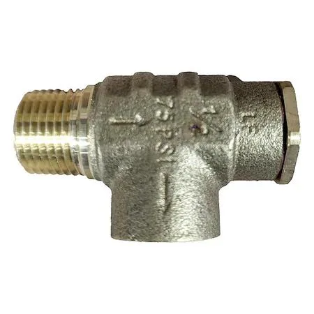 Brass non-adjustable relief valve with black and yellow vinyl accents