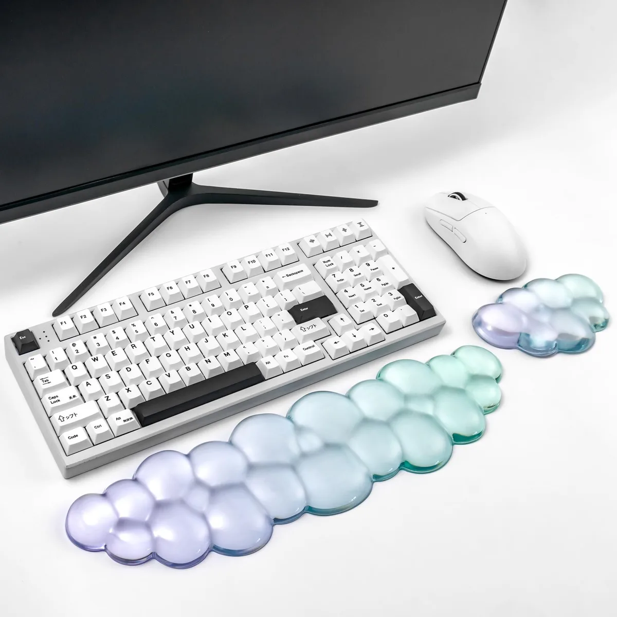  Sumgsn Gel Keyboard and Mouse Wrist Rest Set Purple Green — product photo