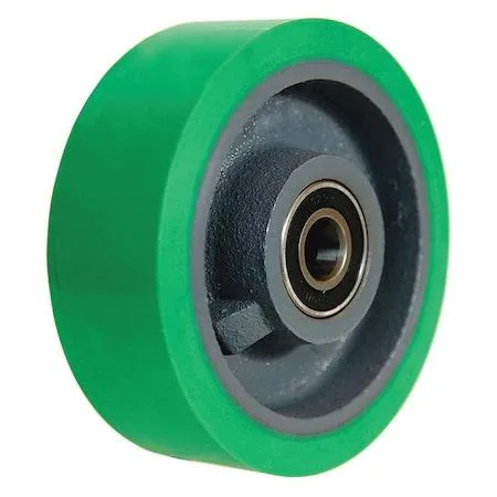 Green polyurethane caster wheel six inch diameter iron core precision ball bearing