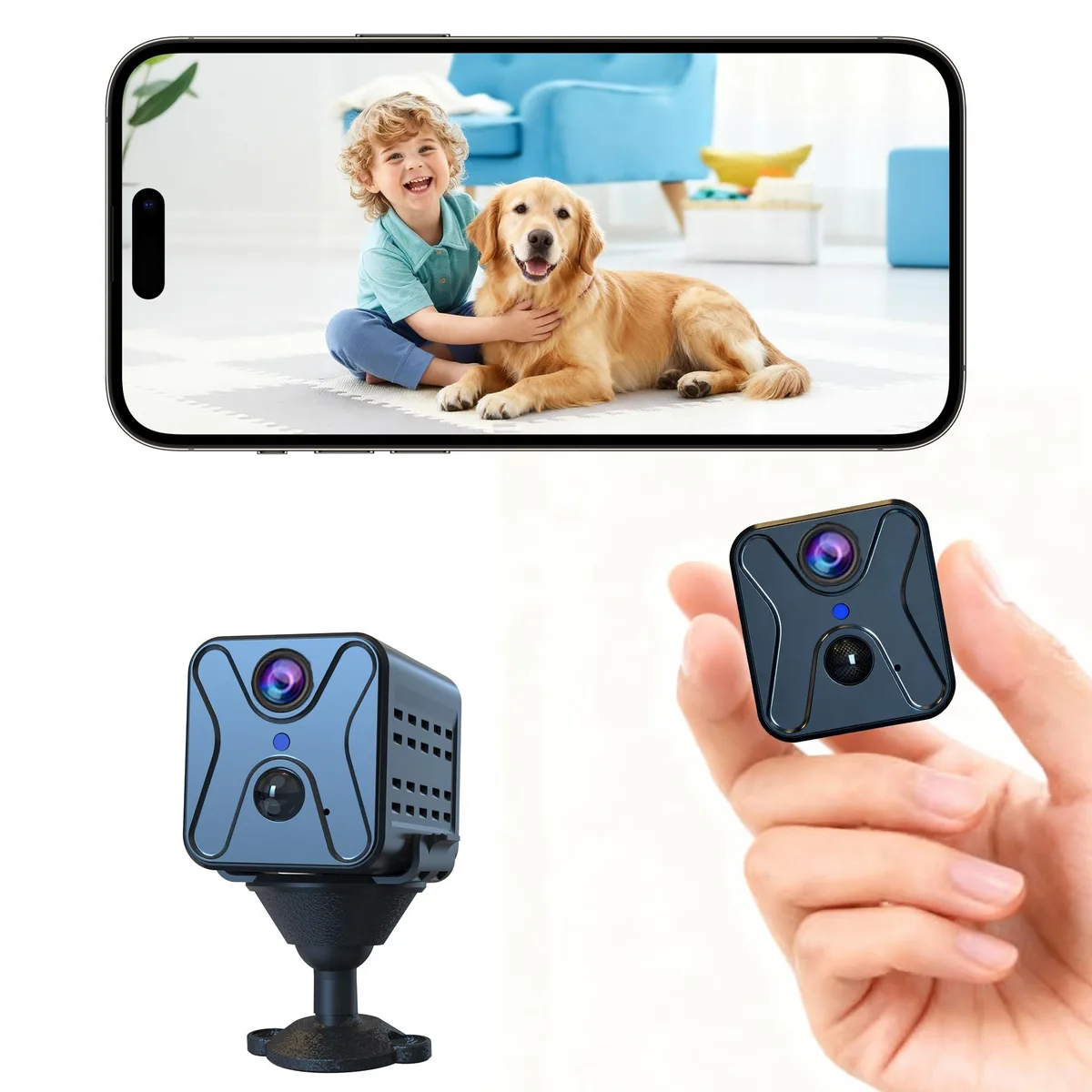 Small white cube indoor camera with smooth matte finish