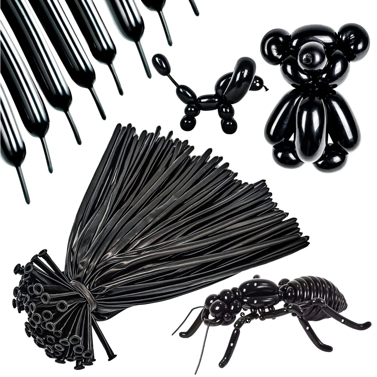  ASIYUHY 260 Long Balloons 100 Pack Black Twisting Latex Decorations — product photo