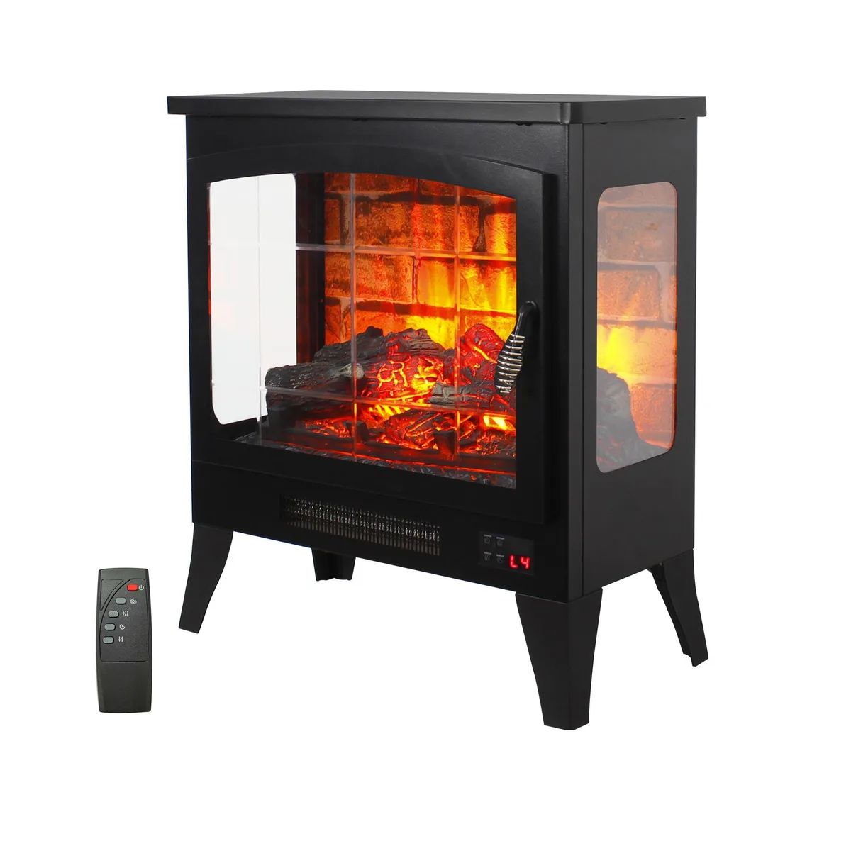 tuphen tuphen 21 inch Three-sided Freestanding Electric Fireplace Antique Black — product photo