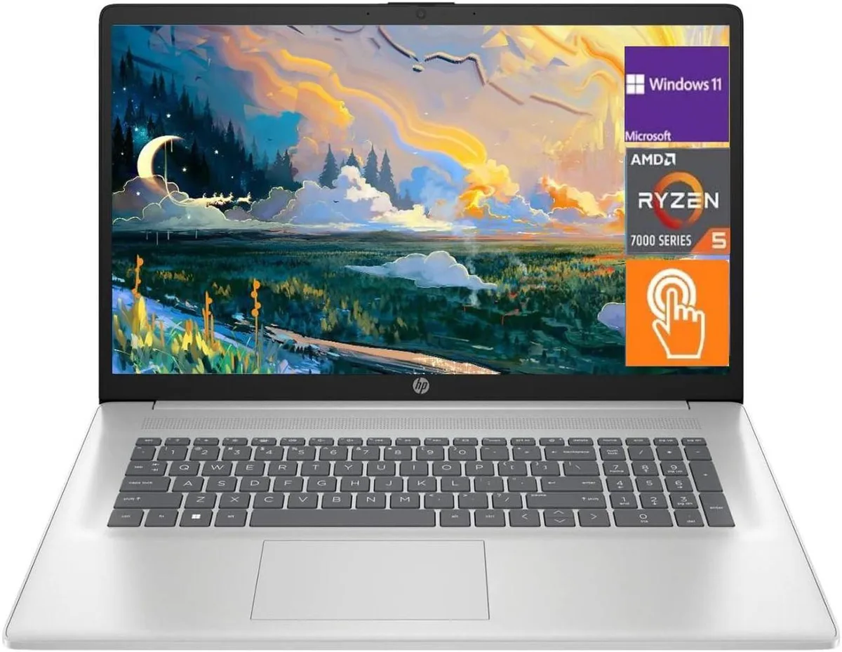 HP HP 17.3 HD+ Touch Laptop Ryzen 5 7530U 16GB 1TB SSD Silver — product photo