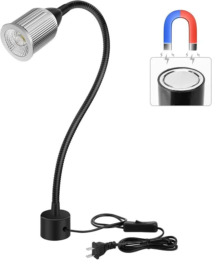 Magnetic LED work light with flexible gooseneck and metal base