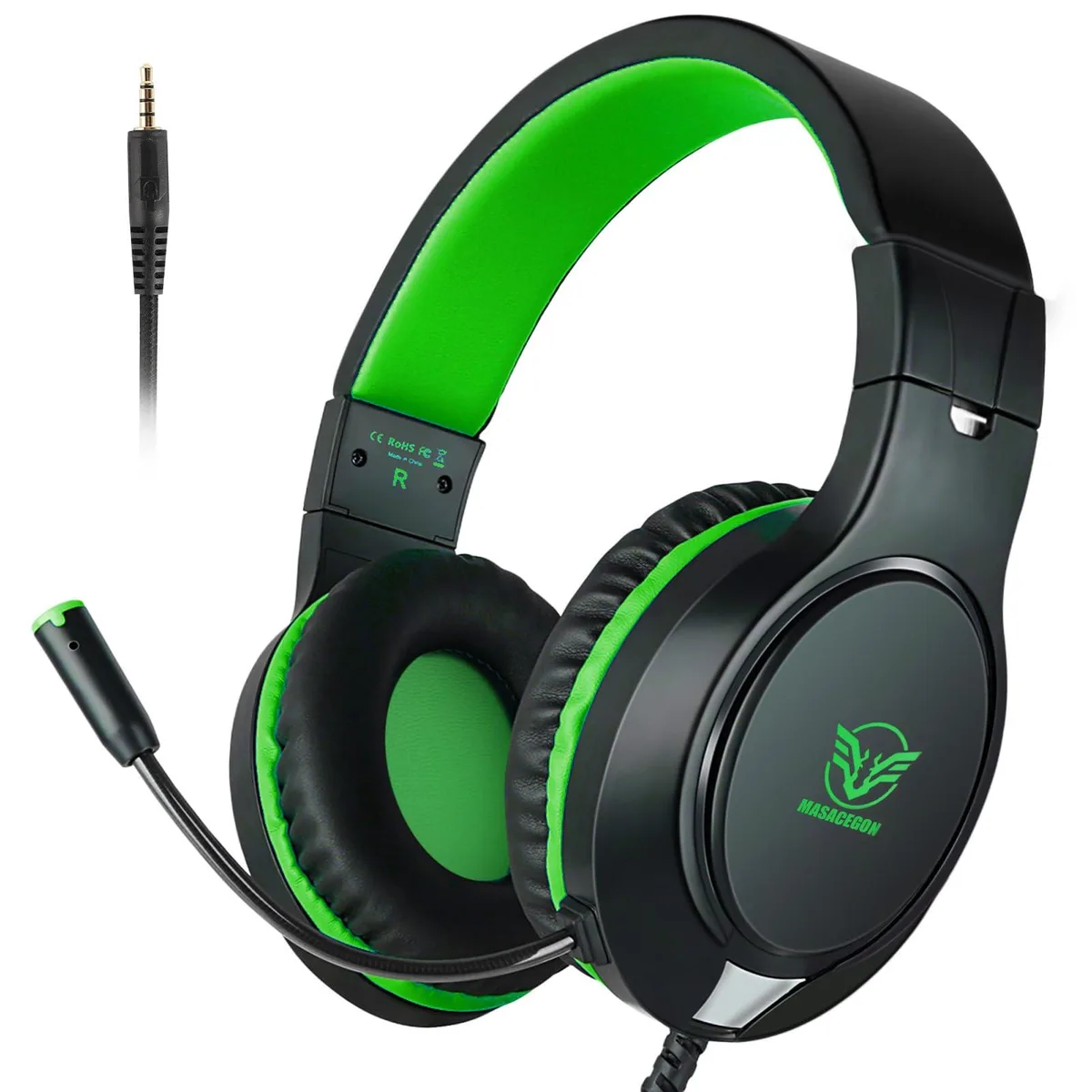  KHAZNEH H-10 Green Wired Gaming Headset 3.5mm 40mm .66lb — product photo