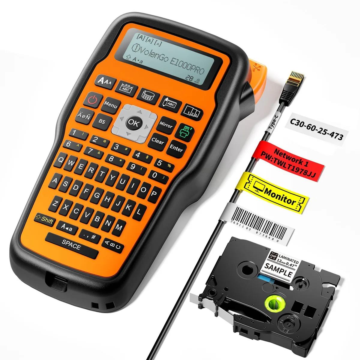 VolenGo E1000 12mm label printer — product photo