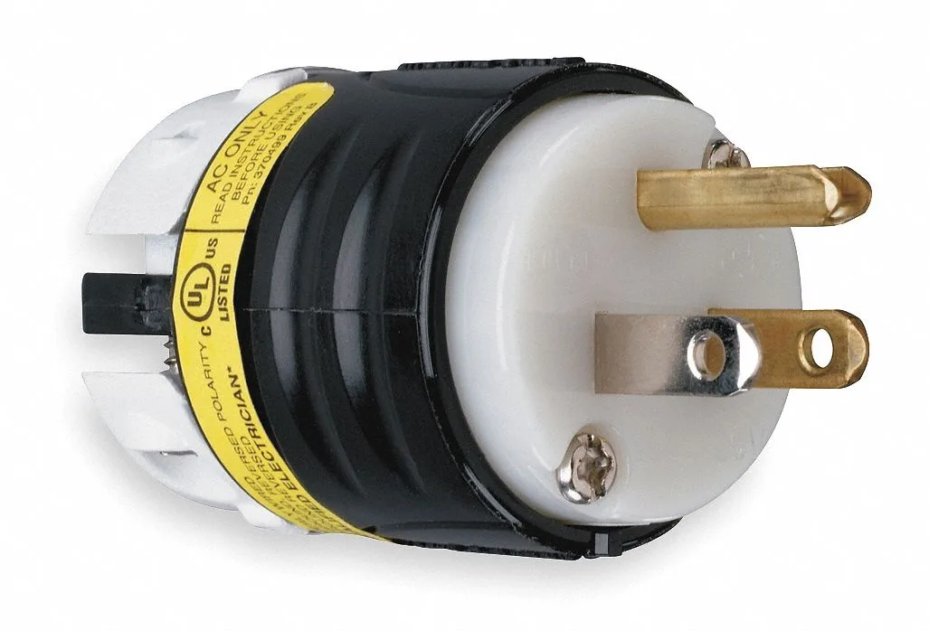 Pass &amp; Seymour Pass &amp; Seymour PS5266XGCM 15 A 125 V AC 5-15P Straight Blade Plug Ground Continuity Monitoring Black/White — product photo