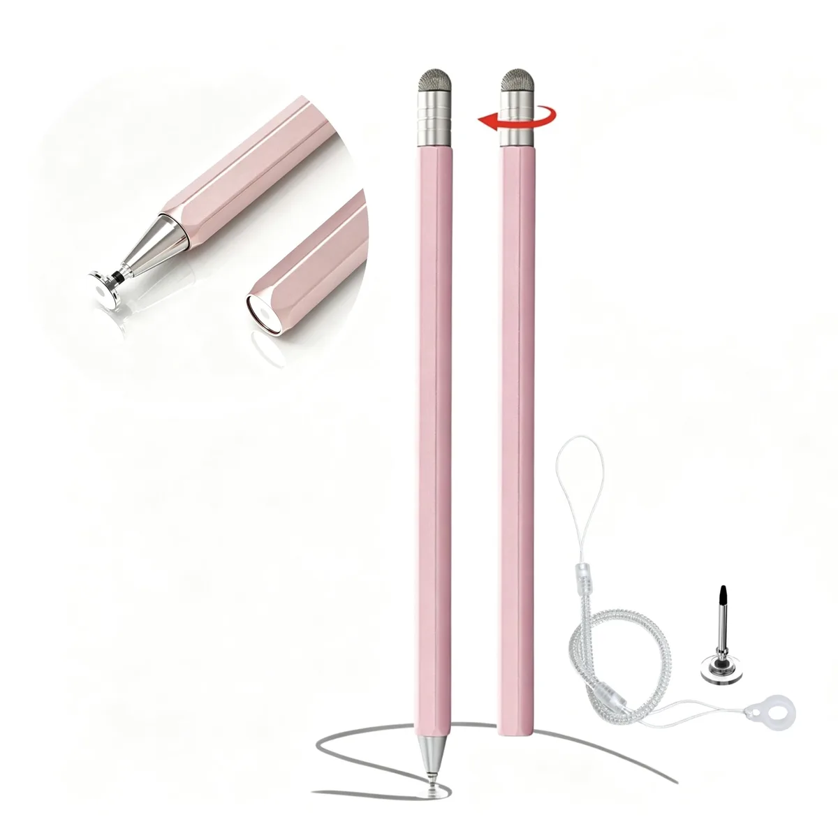 yelzoolny 2-in-1 Rotatable Stylus Pen Rose Gold 6.0 in — product photo