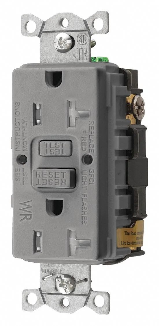 Hubbell Incorporated Hubbell Incorporated GFRTW20GRY GFCI Receptacle 20A 125VAC 5-20R — product photo