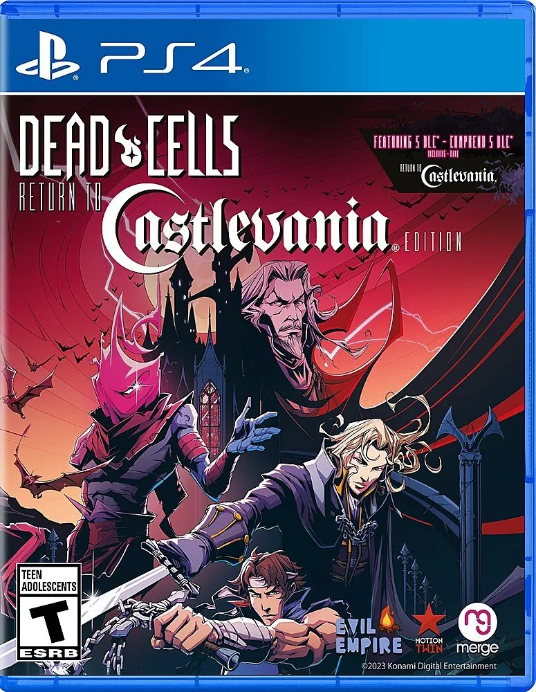 Blue PS4 game case with Dead Cells Return to Castlevania cover art