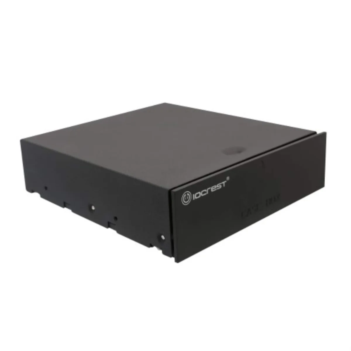 Black metal 5.25-inch blank storage drawer with anti-skid rails