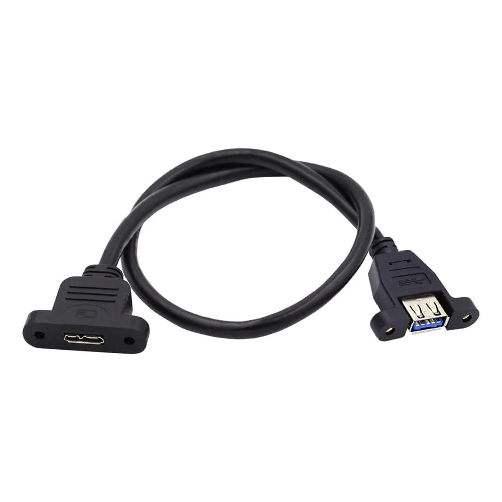 Fervit Fervit USB 3.0 Type-A Female to Micro 3.0 Type-B Female Screw Mount Extension Cable 50cm — product photo