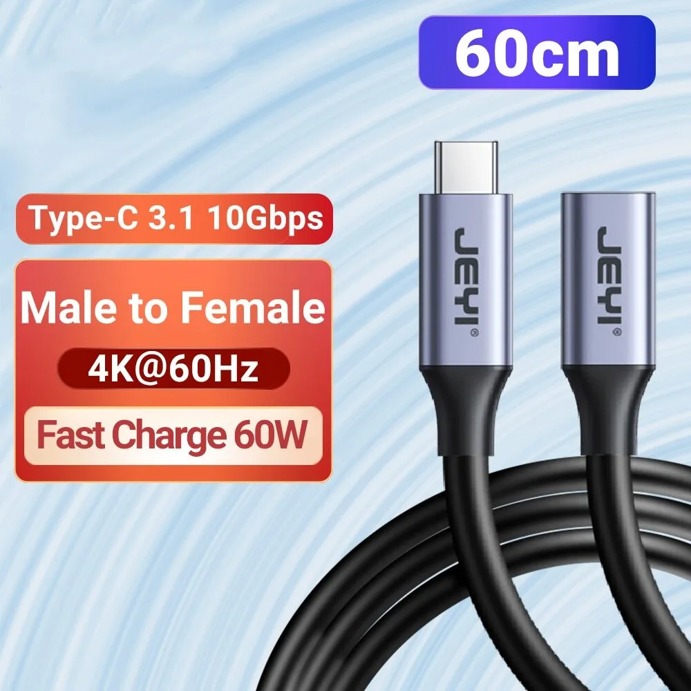 weastlinks weastlinks USB C Extension Cable Male to Female 60cm 10Gbps 60W 4K 60Hz Black — product photo