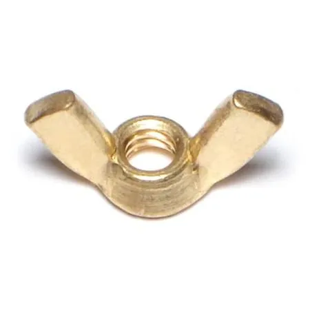 Ten brass wing nuts with wide flat wings for hand tightening