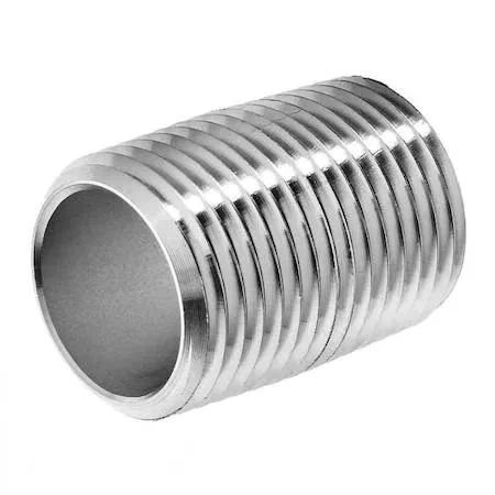 Aluminium Schedule 40 pipe nipple, 4 inch NPT threads, 2 7/8 inch length, corrosion-resistant 6063-T6 finish