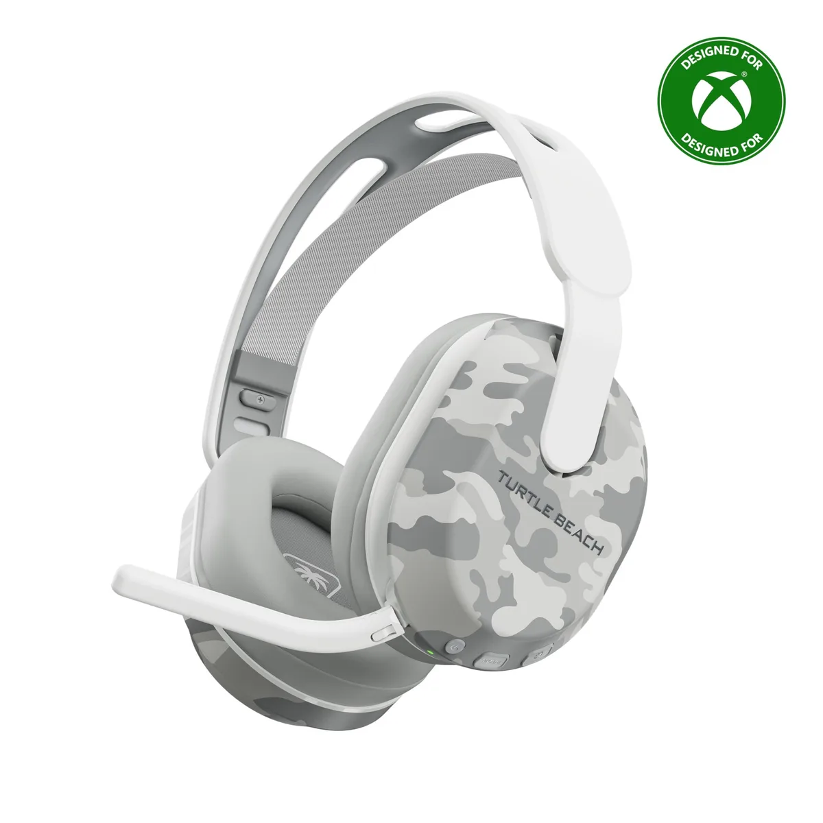 Black over-ear wireless headset with floating headband and memory foam cushions
