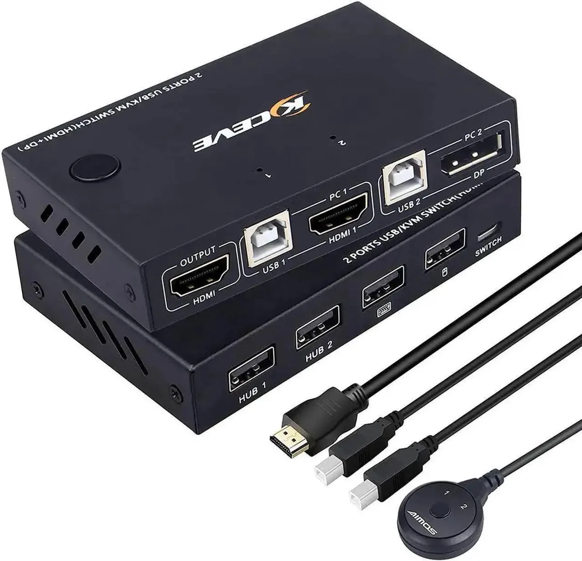 Vszerda Vszerda 2-Port DP+HDMI KVM Switch 4K 30Hz 4×USB 2.0 — product photo